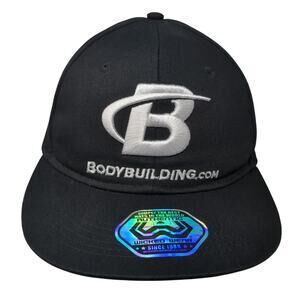 Bodybuilding Snapback Hat Black One Size Embroidered Vent Holes Outdoor